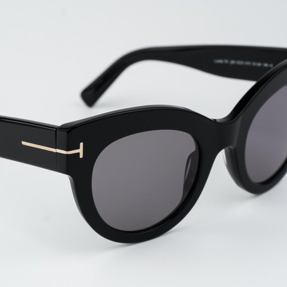 Tom Ford Women Sunglasses LUCILLA Shiny Black Smoke Mirror Cat Eye FT1063/S 01C - Picture 7 of 12